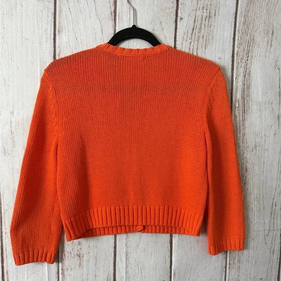Lauren Ralph Lauren Petite Orange Ribbed Knit Cropped
Button-Front Cardigan SP - Picture 6 of 6